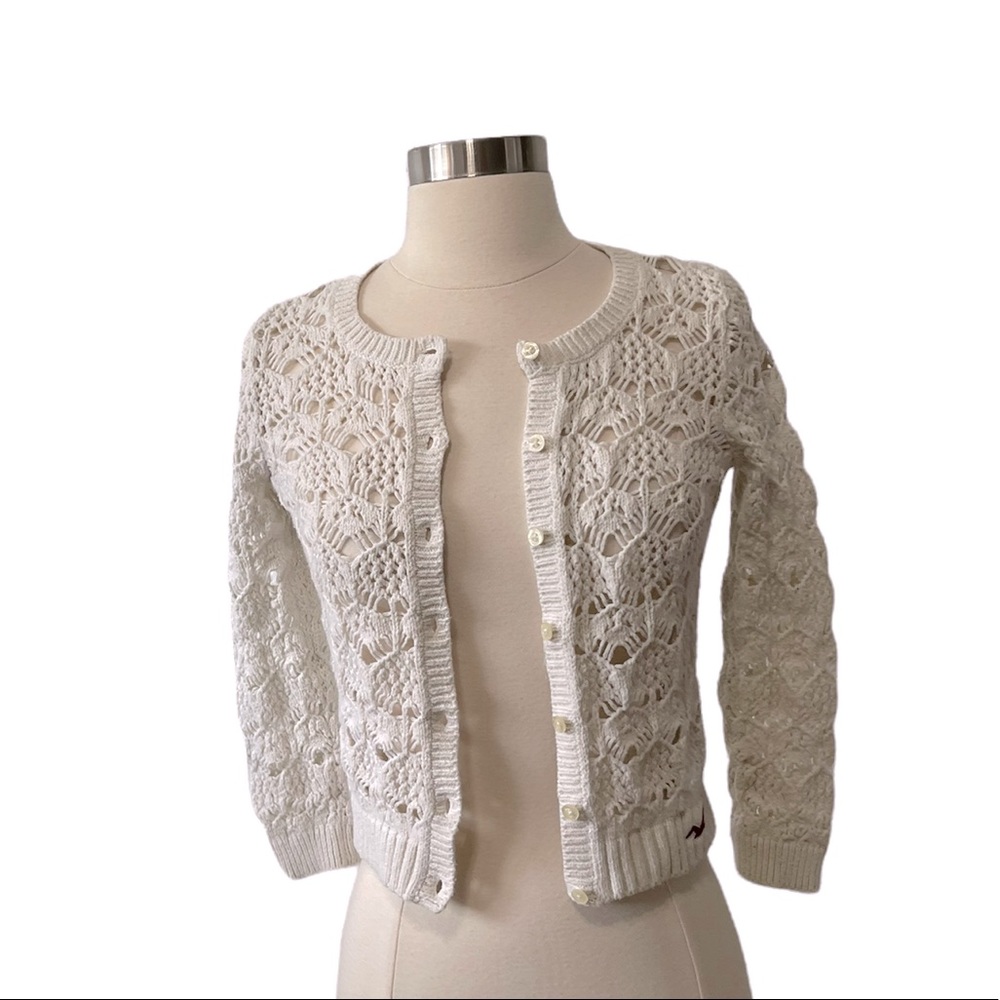 Hollister California Women’s Knit Cardigan Sweater Top Size XS Cream in Color - Picture 4 of 6
